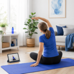Empleada en remoto sigue un programa digital de ejercicios terapéuticos para prevenir trastornos musculoesqueléticos derivados del teletrabajo
