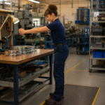 Pausa activa y ejercicios preventivos de TME para personal del sector industrial y manufactura, desarrollado por una consultora de salud laboral corporativa.